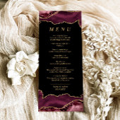 Zwart & Bourgogne Gouden Kalligrafie Bruiloft Menu