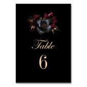 Zwart Bourgogne Grijs Bloemen Trouwtafel Nummer Kaart (Achterkant)