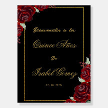 Zwart Bourgogne Quinceañera Welkomstbord
