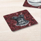 Zwart Bourgogne Rood Korset Bruiloftsfeest Kartonnen Onderzetters (Schuin)