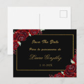 Zwart Bourgogne Save the Date quinceañera Uitnodiging Briefkaart (Voorkant / Achterkant)