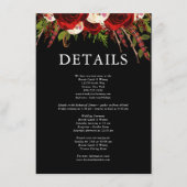 Zwart Bourgondië Floral Boho bruiloft details Informatiekaartje (Voorkant)