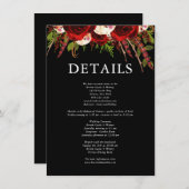 Zwart Bourgondië Floral Boho bruiloft details Informatiekaartje (Voorkant / Achterkant)