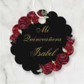 Zwart Bourgondië Quinceañera Dank u ornament Bedankjes Labels (Voorkant)