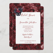 Zwart Bourgondië Rode Veren Masker Bruiloftsfeest Kaart (Voorkant / Achterkant)