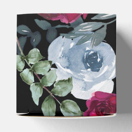 Zwart Bourgondië Saliegroen Stofblauw Bloem Logo Bedankdoosjes (Bovenkant)