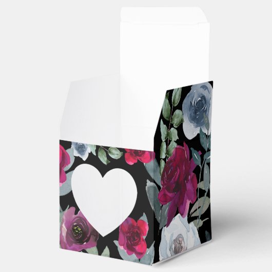 Zwart Bourgondië Saliegroen Stofblauw Bloem Logo Bedankdoosjes (Geopend)