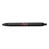 Zwart Bourgondisch Rood Monogram Elegant Script Na Zwarte Inkt Pen (Voorkant)