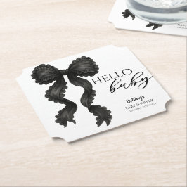 Zwart Bow Baby shower Coquette lint Kartonnen Onderzetters