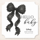 Zwart Bow Baby shower Coquette lint Kartonnen Onderzetters (Voorkant)