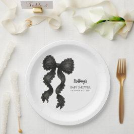 Zwart Bow Baby shower Coquette lint Papieren Bordje