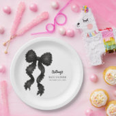 Zwart Bow Baby shower Coquette lint Papieren Bordje (Feest)