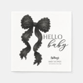 Zwart Bow Baby shower Coquette lint Servet (Voorkant)
