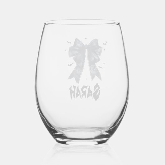 Zwart Bow Gotisch Tas Bachelorette Bruidsmeisje ca Wijnglas Zonder Voet (Voorkant)