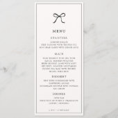 Zwart Bow Minimalist Elegant Wedding Menu (Voorkant)