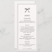 Zwart Bow Minimalist Elegant Wedding Menu (Voorkant / Achterkant)