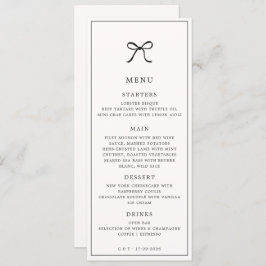 Zwart Bow Minimalist Elegant Wedding Menu