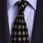 Zwart Bowling Pin Bloem Patroon Stropdas