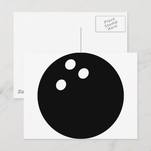 zwart bowlingbalpictogram briefkaart (Voorkant / Achterkant)