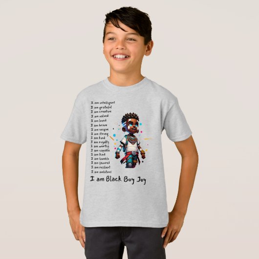 Zwart Boy-Joy-01 Relaxed T-shirt (Voorkant volledig)
