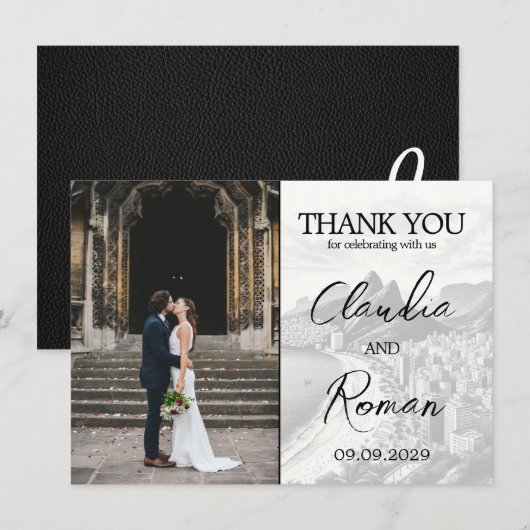 Zwart Brazilië Paspoort Bedankkaart (Voorkant / Achterkant)