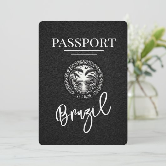 Zwart Brazilië paspoort Bewaar de datum Save The Date (Staand voorkant)