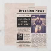Zwart  Breaking Nieuws Verjaardag Kaart (Voorkant / Achterkant)