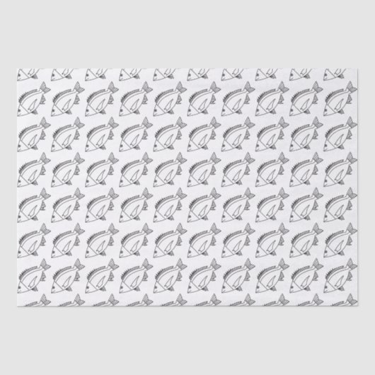 Zwart Bream Fish Wrapping Papier in zwart-wit (Voorkant)