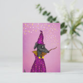 Zwart briefkaart met wizardhond (Staand voorkant)