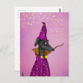 Zwart briefkaart met wizardhond (Voorkant / Achterkant)