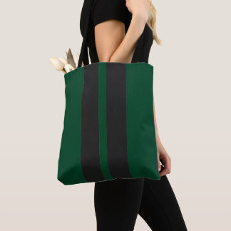 Zwart & British Racing Green 🏁 Racing Strepen Tote Bag