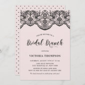 Zwart Brocade Lace Blush Bridal Brunch Kaart (Voorkant / Achterkant)