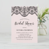 Zwart Brocade Lace Blush Vrijgezellenfeest Kaart (Staand voorkant)