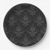 Zwart Brocade Pattern Gothic Paper-Bord Papieren Bordje (Voorkant)