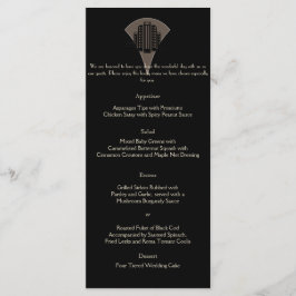 Zwart Brons Art Deco Tower Bruiloft Menu