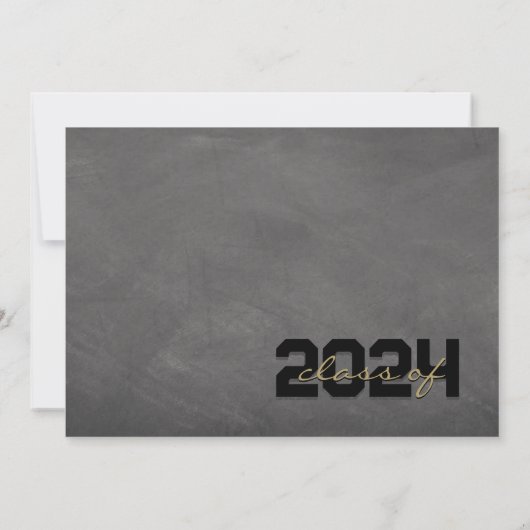 Zwart Brons Chalkboard Afstuderen Dank u Kaart (Achterkant)