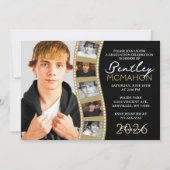 Zwart & Brons Fotofilmstrip Afstuderen Collage Kaart (Voorkant)