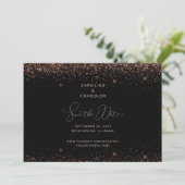 Zwart & Brons Glitter Save the Date Glam Kaart (Staand voorkant)