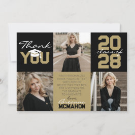 Zwart & Brons Goud 3 Foto Afstuderen Dank u Kaart