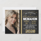 Zwart & Brons Goud Krijtbord Afstuderen Foto Kaart (Voorkant)