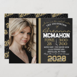 Zwart & Brons Goud Krijtbord Afstuderen Foto Kaart