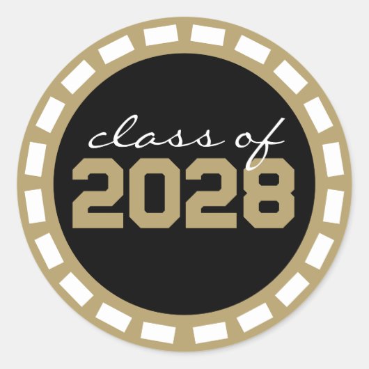 Zwart & Brons Gouden Filmstrook Afstuderen Ronde Sticker (Voorkant)