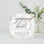 Zwart Brons Modern Chique Verloving Douche Party Kaart (Staand voorkant)