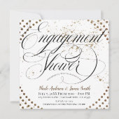 Zwart Brons Modern Chique Verloving Douche Party Kaart (Voorkant)