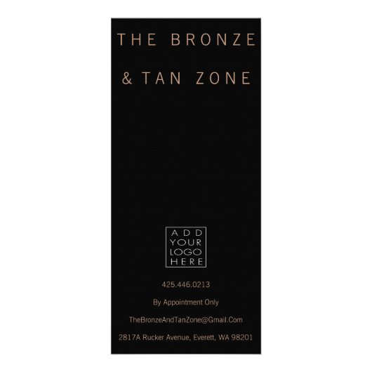 Zwart & Brons Salon Menu Prijs Lijst Kaarten (Achterkant)