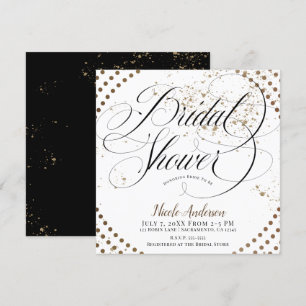 Zwart Bronzen Modern Chic Trouwfeest Bruidscadeau Kaart