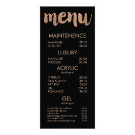 Zwart & Bronzen Typografie Salon Menu Kaarten