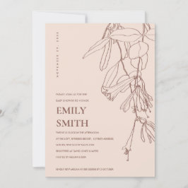 ZWART BROWN LINE DRAAIEND FLORAL BABY SHOWER KAART