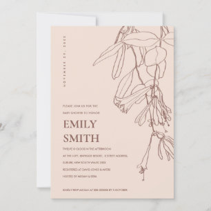 ZWART BROWN LINE DRAAIEND FLORAL BABY SHOWER KAART