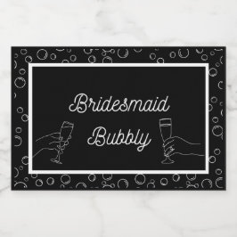 Zwart Bruidsmeisje Bubbly Mini Mousserende Wijn La Sparkling Wijnetiket